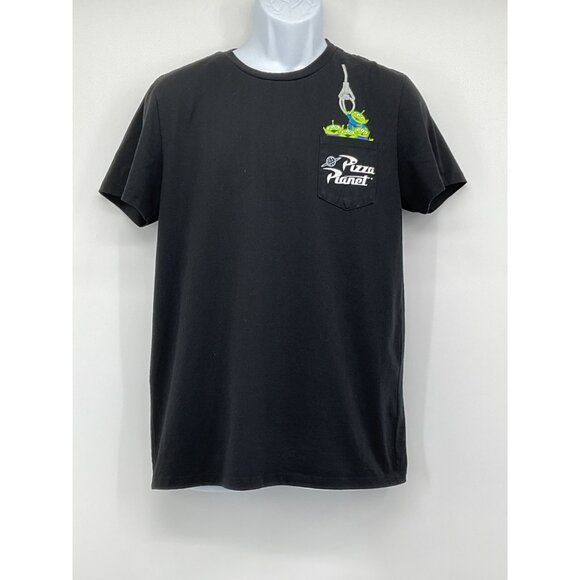 Disney Pixar Toy Story Pizza Planet Graphic T-Shirt Black Mens M Cotton/Polyeste - Picture 1 of 4